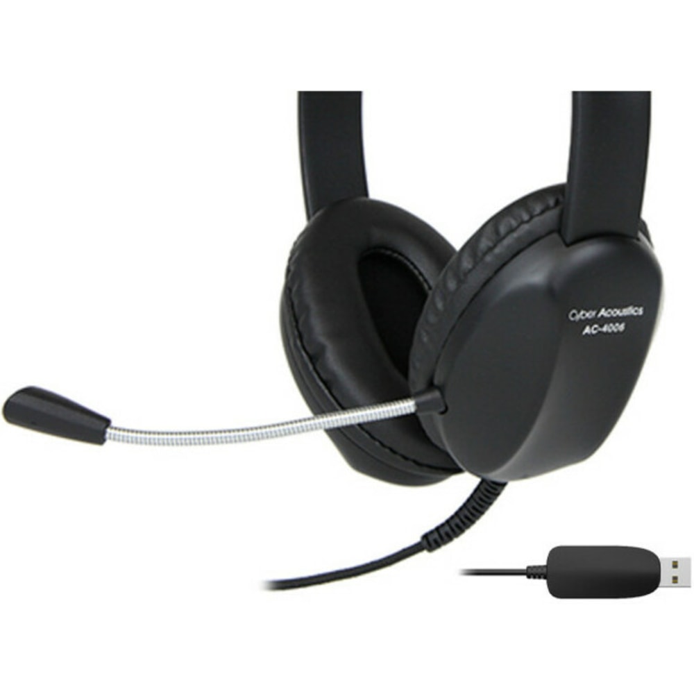 Cyber Acoustics AC-4006 USB Stereo Headset - Stereo - USB - Wired - 20 Hz - 20 kHz - Over-the-head - Binaural - Supra-aural - Uni-directional, Noise Cancelling Microphone