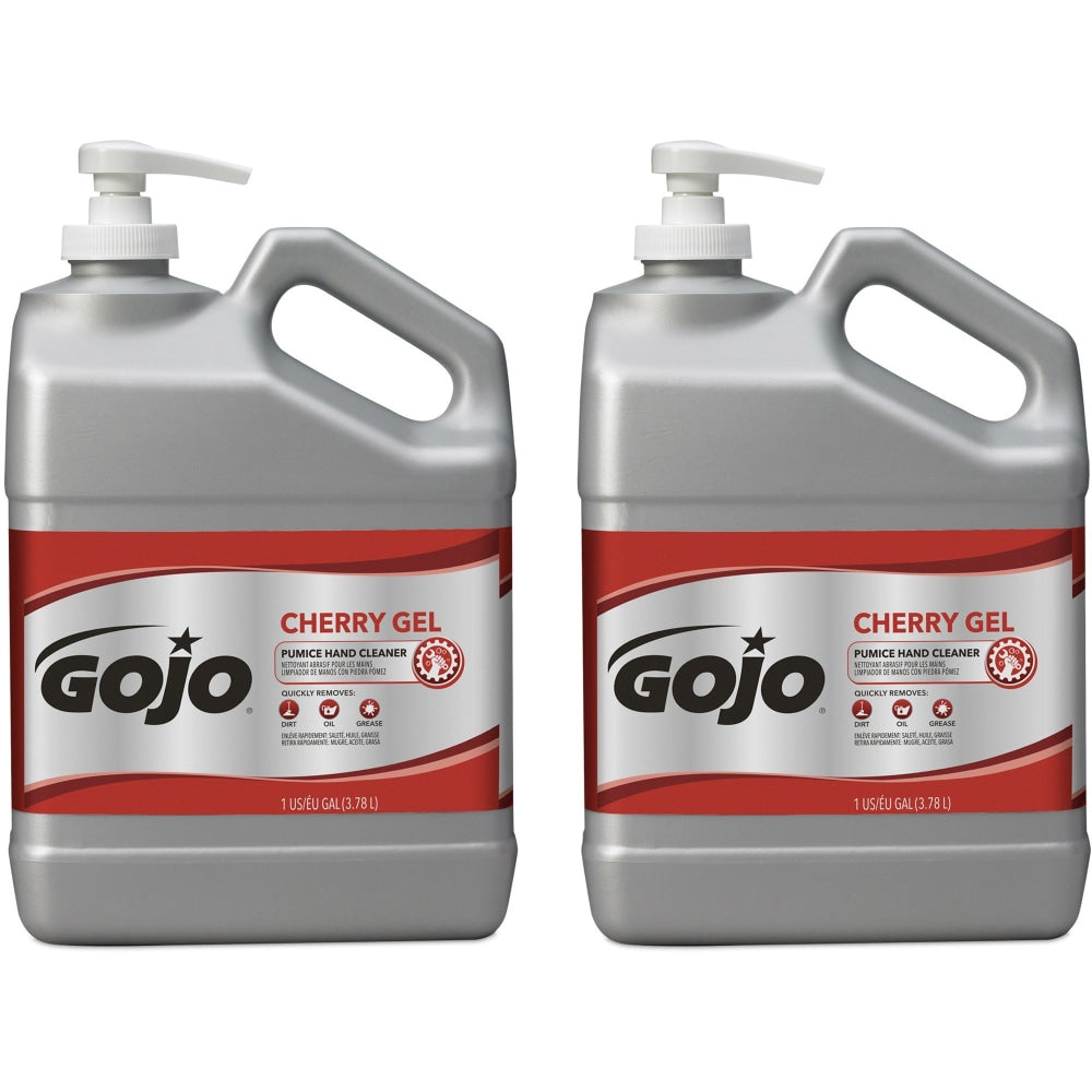 GOJO Cherry Gel Pumice Hand Soap Cleaner, Cherry Scent, 128 Oz, Carton Of 2 Pump Bottle Dispensers