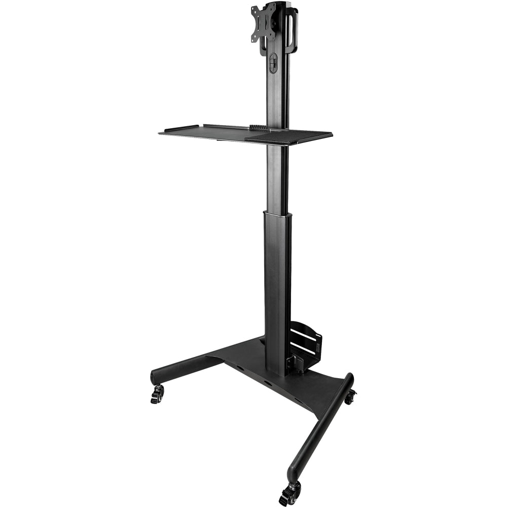 StarTech.com Mobile Workstation Cart with Monitor Mount, CPU/PC Holder, Keyboard Tray, Ergonomic Height Adjustable Desktop Computer Cart, Rolling Mobile Standing Workstation on Wheels - Portable Stand-Up Cart (WKSTNCART)