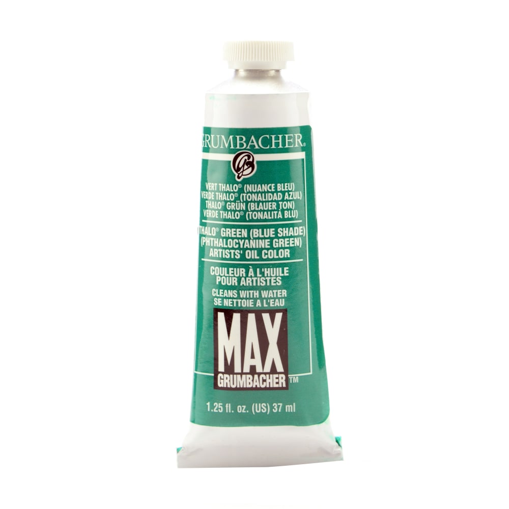 Grumbacher Max Water Miscible Oil Colors, 1.25 Oz, Thalo Green (Blue Shade), Pack Of 2