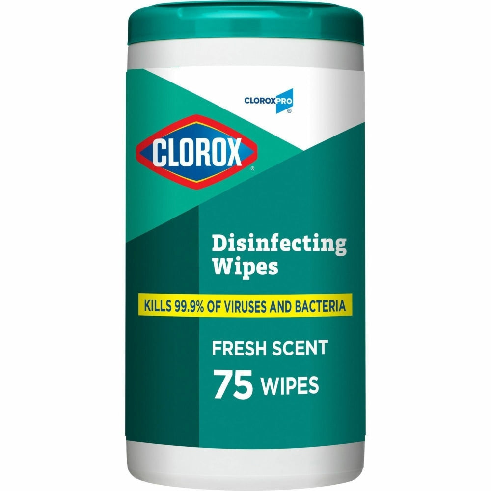 CloroxPro Disinfecting Wipes - Ready-To-Use - Fresh Scent - 75 / Canister - 240 / Bundle - Green