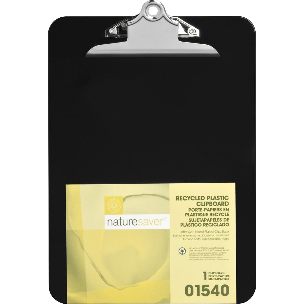 Nature Saver Plastic Clipboards, 8 1/2in x 12in, 100% Recycled, Black