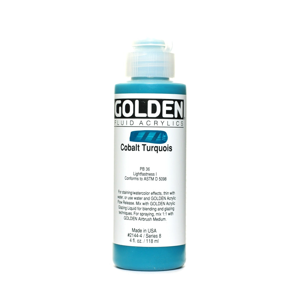 Golden Fluid Acrylic Paint, 4 Oz, Cobalt Turquoise