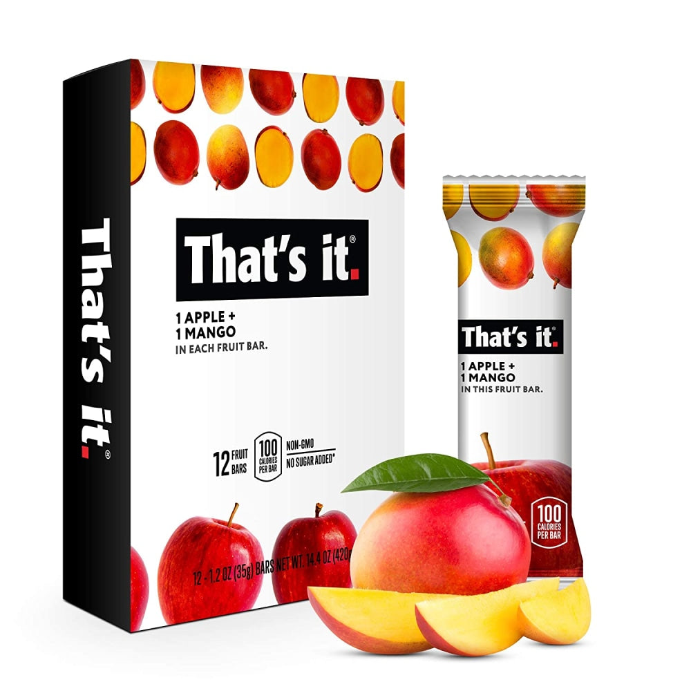 Thats It Fruit Bars, Gluten-Free Apple + Mango, 1.2 Oz, Pack Of 12 Bars