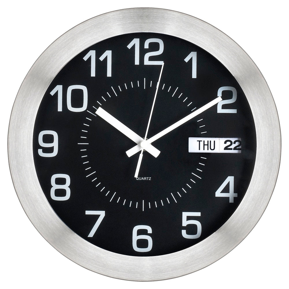 Realspace Round Wall Clock, 11in, Brushed Silver