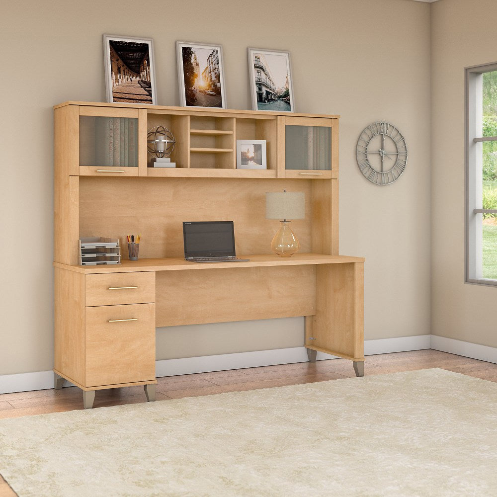 Bush Furniture Somerset Office Desk With Hutch, 72inW, Maple Cross, Standard Delivery