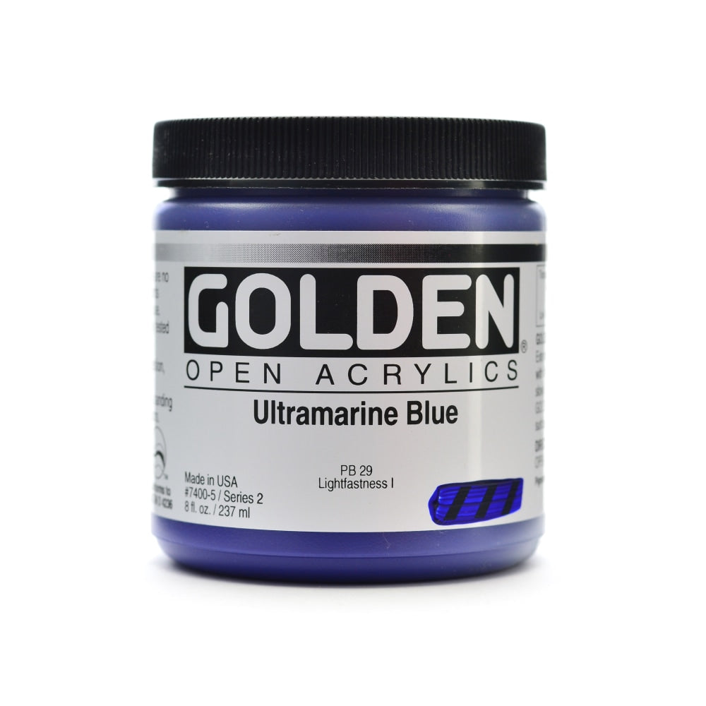 Golden OPEN Acrylic Paint, 8 Oz Jar, Ultramarine Blue