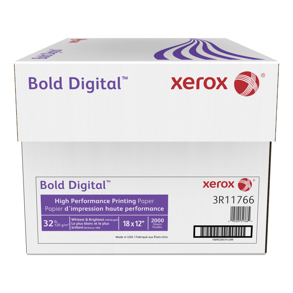 Xerox Bold Digital Printing Paper, Tabloid Extra Size (12in x 18in), 100 (U.S.) Brightness, 32 Lb, White, 500 Sheets Per Ream, Case Of 4 Reams