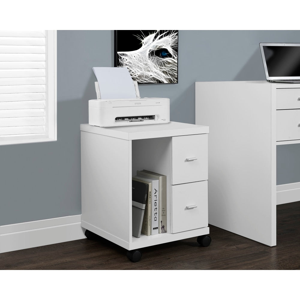 Monarch Specialties 18inD Vertical 2-Drawer Mobile Office File Cabinet, White