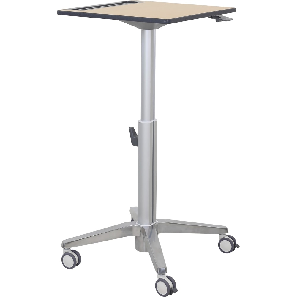 Ergotron - Sit/standing desk - mobile - rectangular with contoured corners - gray, maple