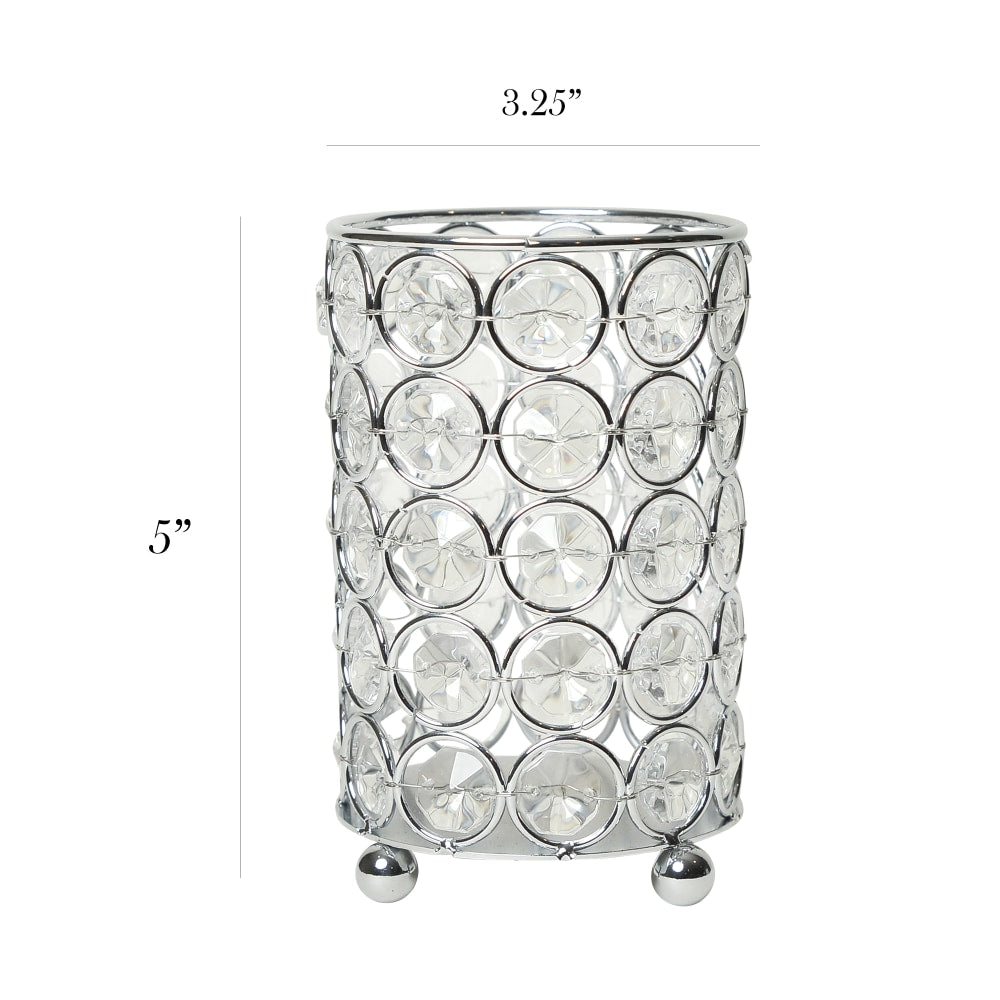 Elegant Designs Ellipse Crystal Decorative Vase, 5inH x 3-1/4inW x 3-1/4inD, Chrome