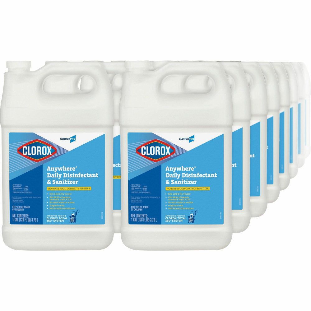 CloroxPro Anywhere Daily Disinfectant and Sanitizing Bottle - Liquid - 128 fl oz (4 quart) - 72 / Bundle - Translucent