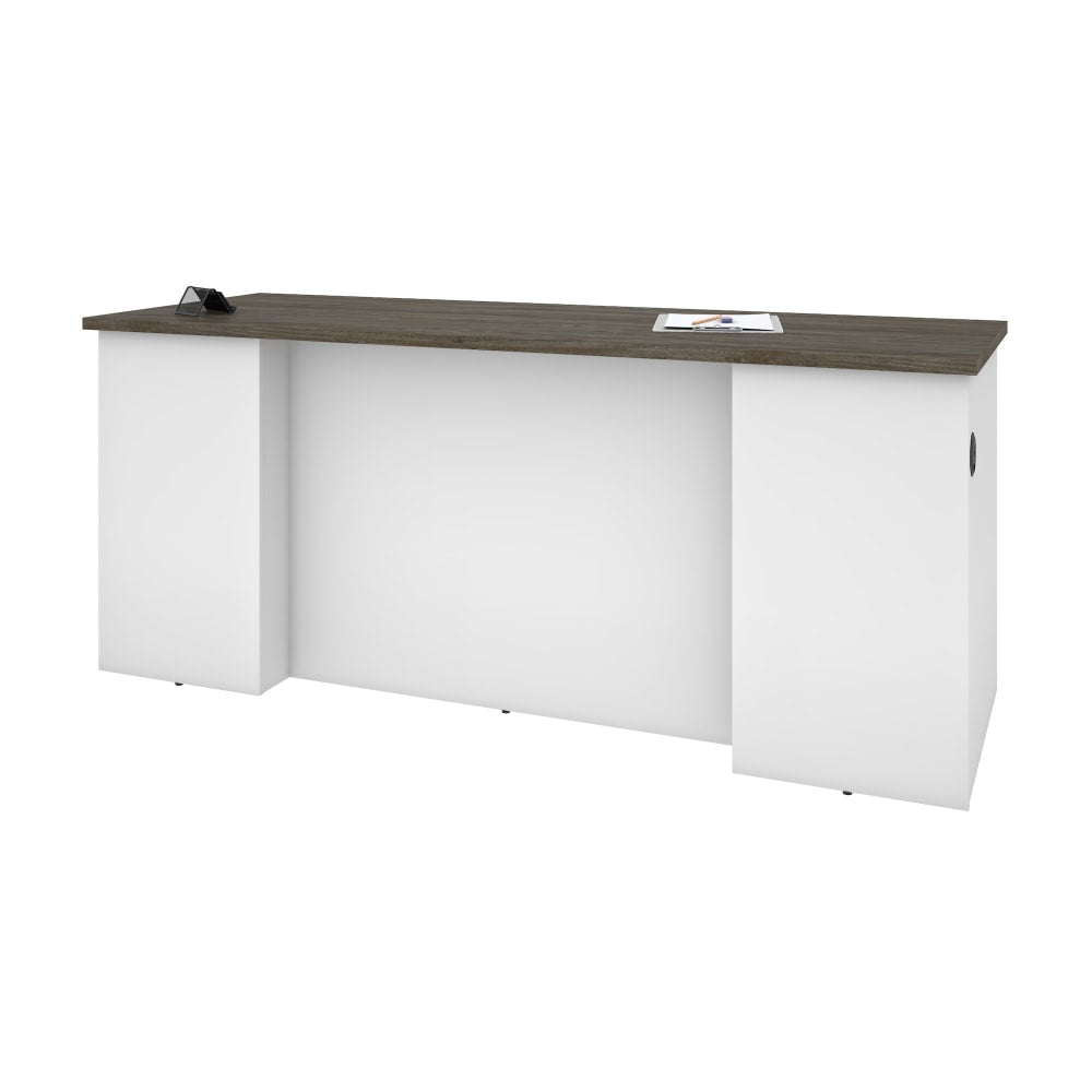 Bestar Norma 71inW Computer Desk Shell, Walnut Gray/White