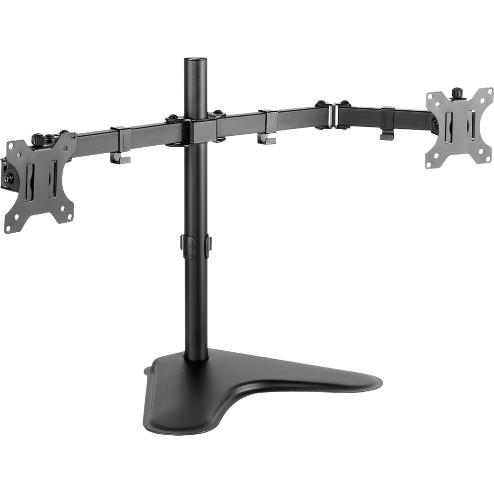 V7 Dual Desktop Monitor Stand - Up to 32in Screen Support - 35.28 lb Load Capacity - 18.3in Height x 35.9in Width x 11in Depth - Desktop, Freestanding - Steel, Aluminum, Plastic - Black