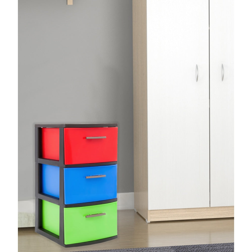 Inval By MQ Polypropylene Resin Storage Cabinet, 3 Drawers, 23-15/16inH x 13inW x 15inD, Multicolor