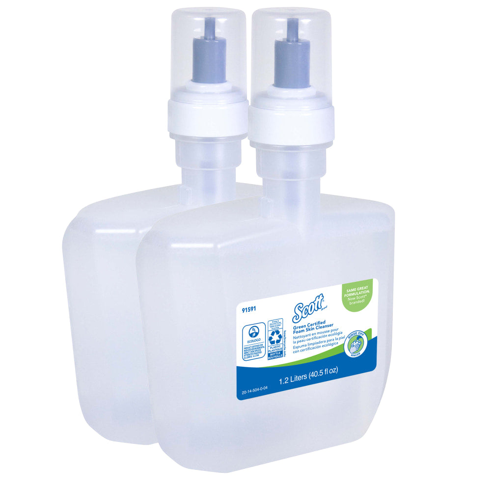 Scott Green Certified Foam Hand Soap, Unscented, 1.2 L E-Cassette Bottles, Case Of 2 Refills