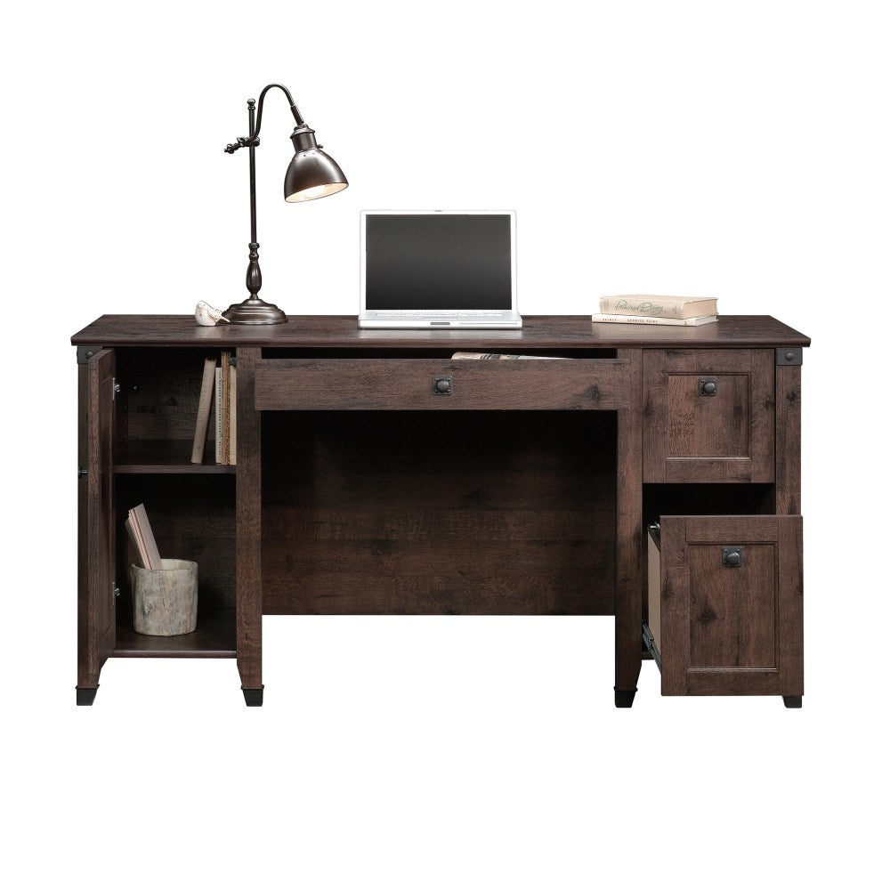 Sauder Carson Forge 60inW Computer Desk, Coffee Oak