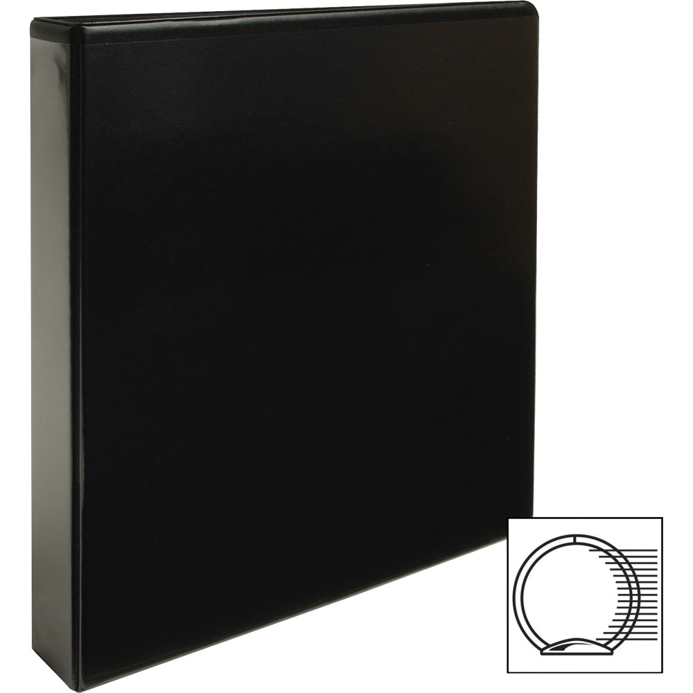 Business Source View 3-Ring Binder, 1 1/2in Round Rings, Black