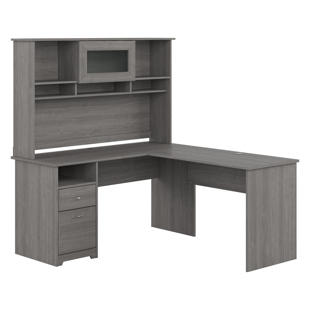 Bush Business Furniture Cabot 60inW L-Shaped Corner Desk With Hutch And Drawers, Modern Gray, Standard Delivery