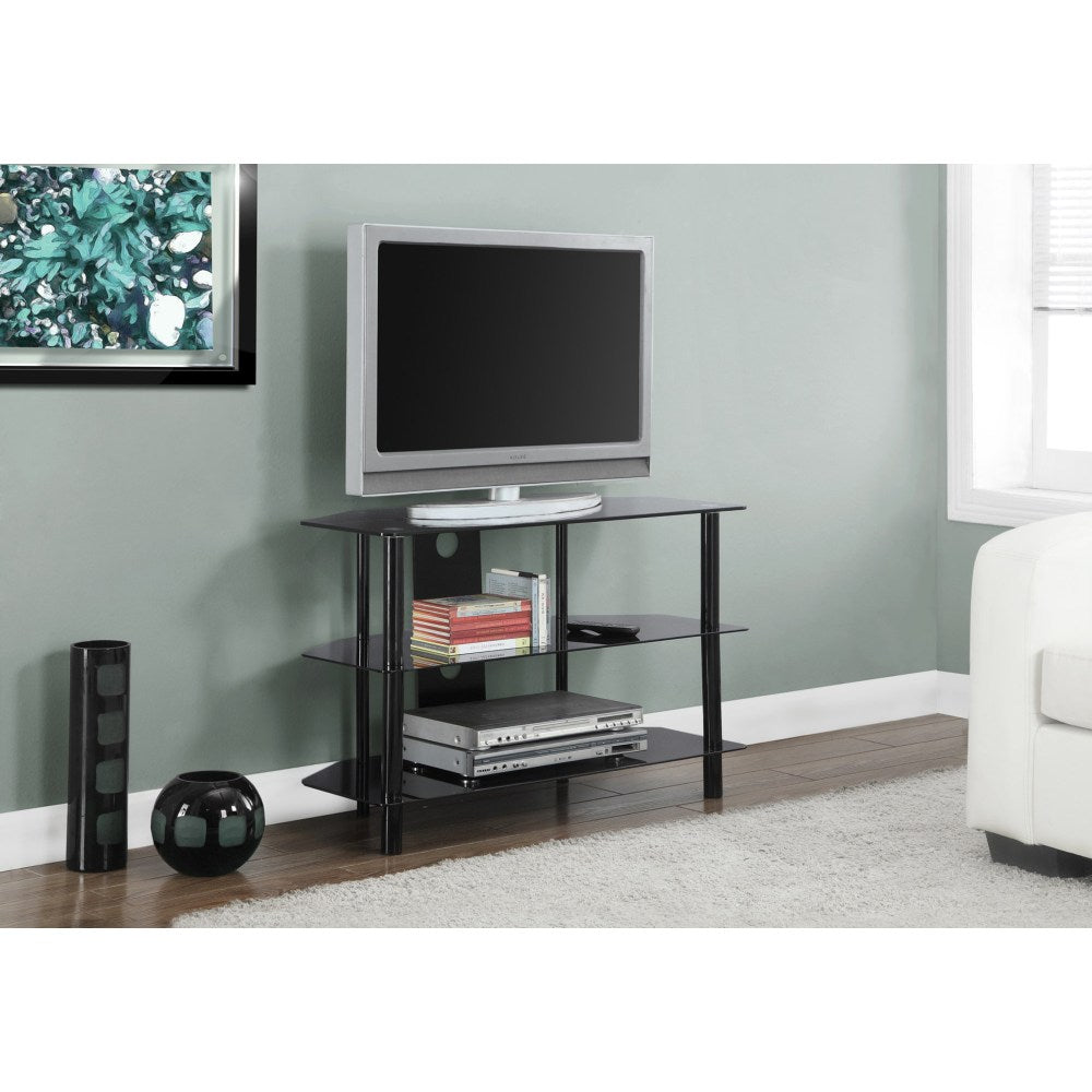 Monarch Specialties Chloe TV Stand, 24inH x 35-3/4inW x 15-3/4inD, Black