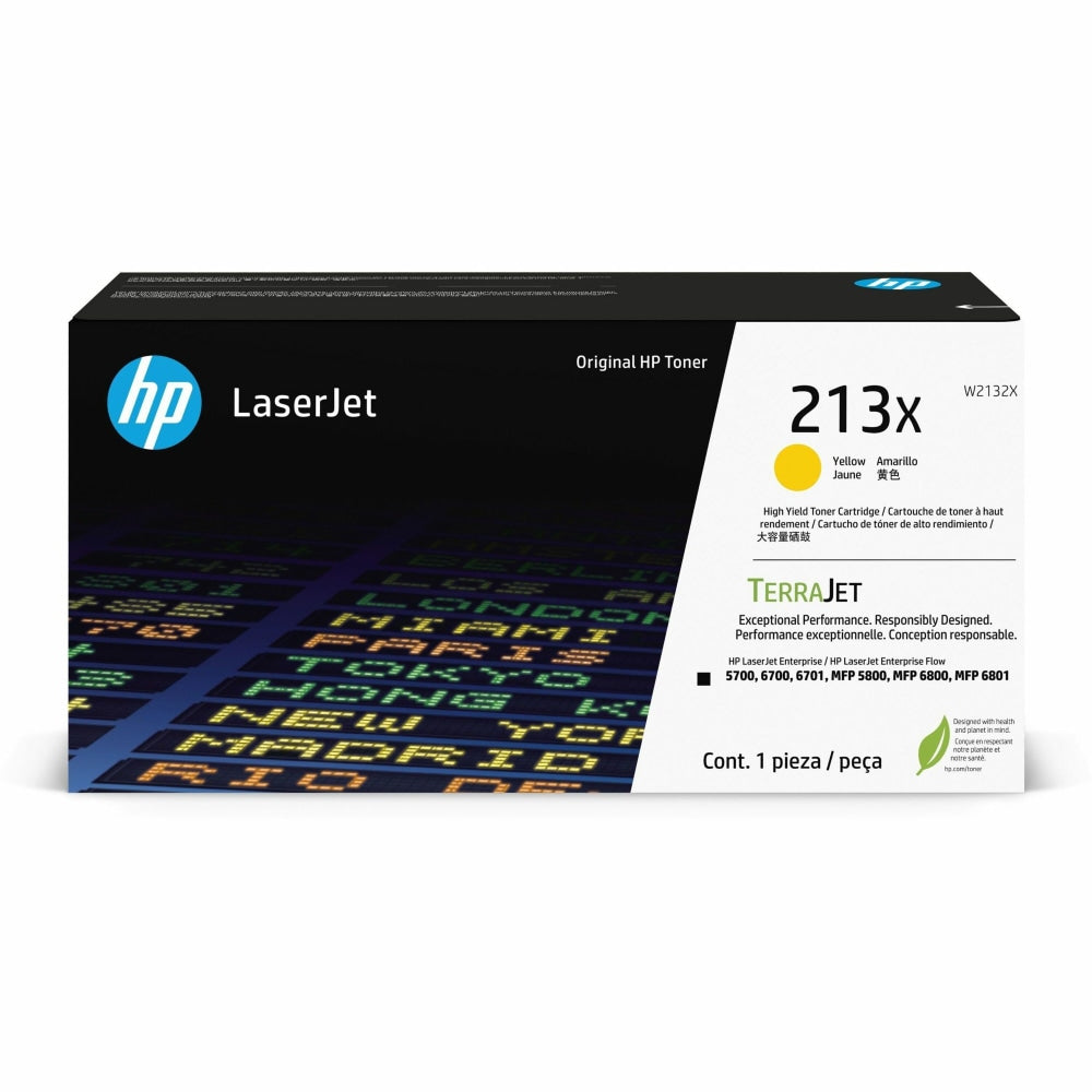 HP 213X Yellow High Yield LaserJet Toner Cartridge, W2132X