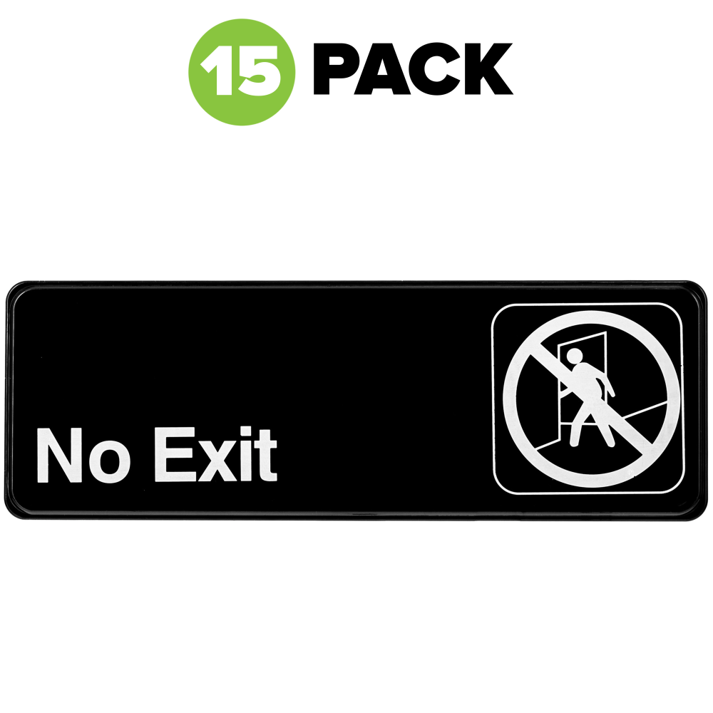 Alpine No Exit Signs, 3in x 9in, Black, Pack Of 15 Signs