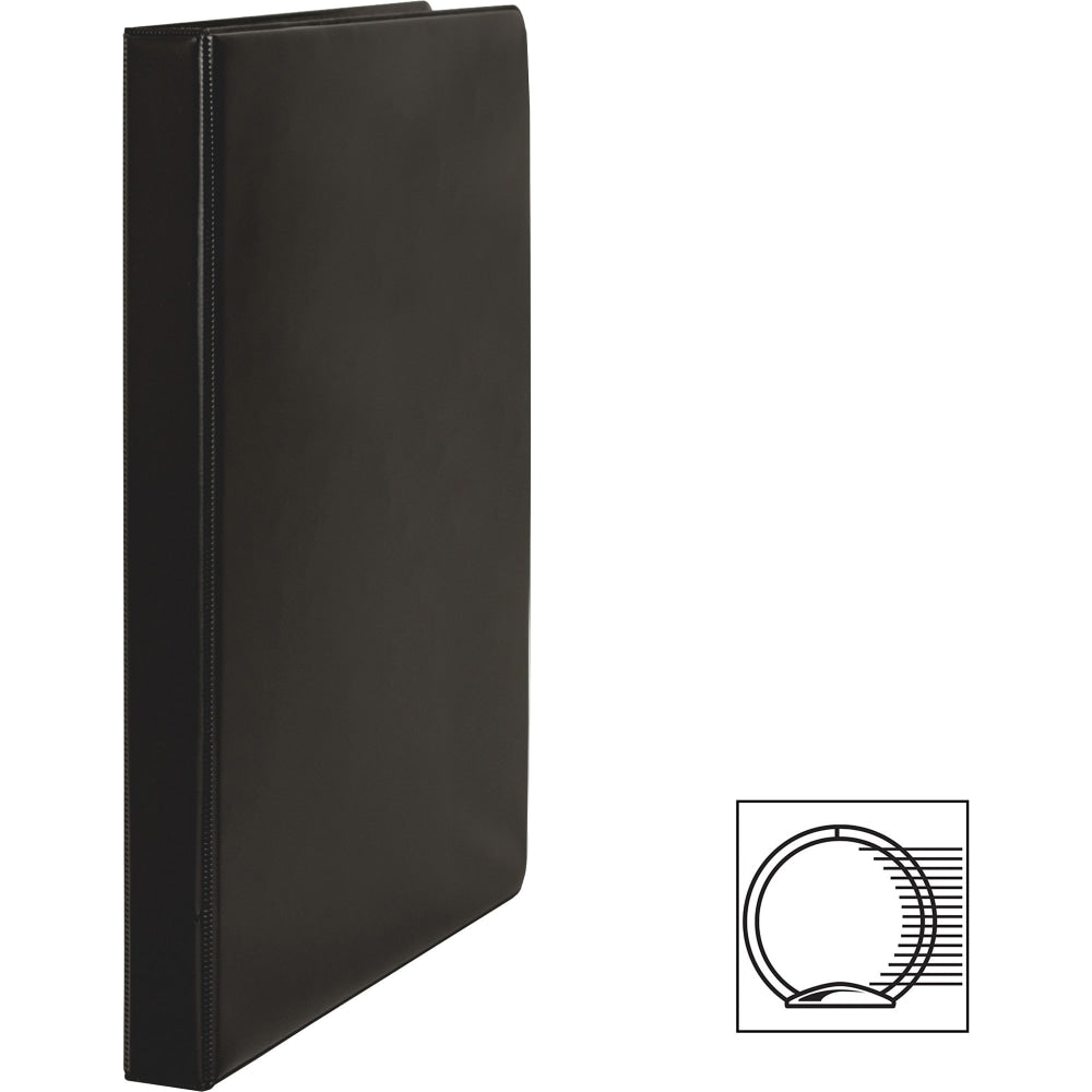 Business Source Basic Round Ring Binders - 1/2in Binder Capacity - Round Ring Fastener(s) - Vinyl - Black - 8.96 oz - 1 / Each