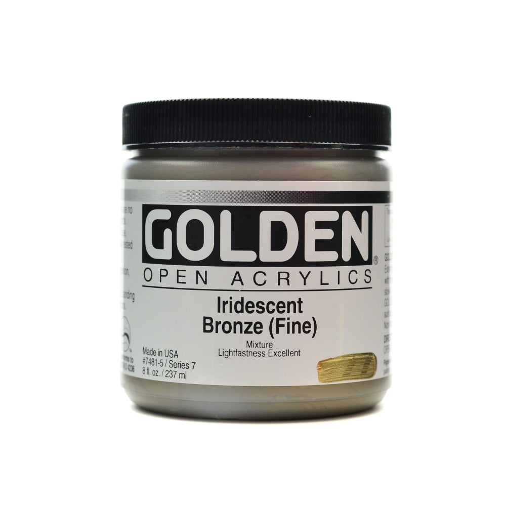 Golden OPEN Acrylic Paint, 8 Oz Jar, Iridescent Bronze (Fine)