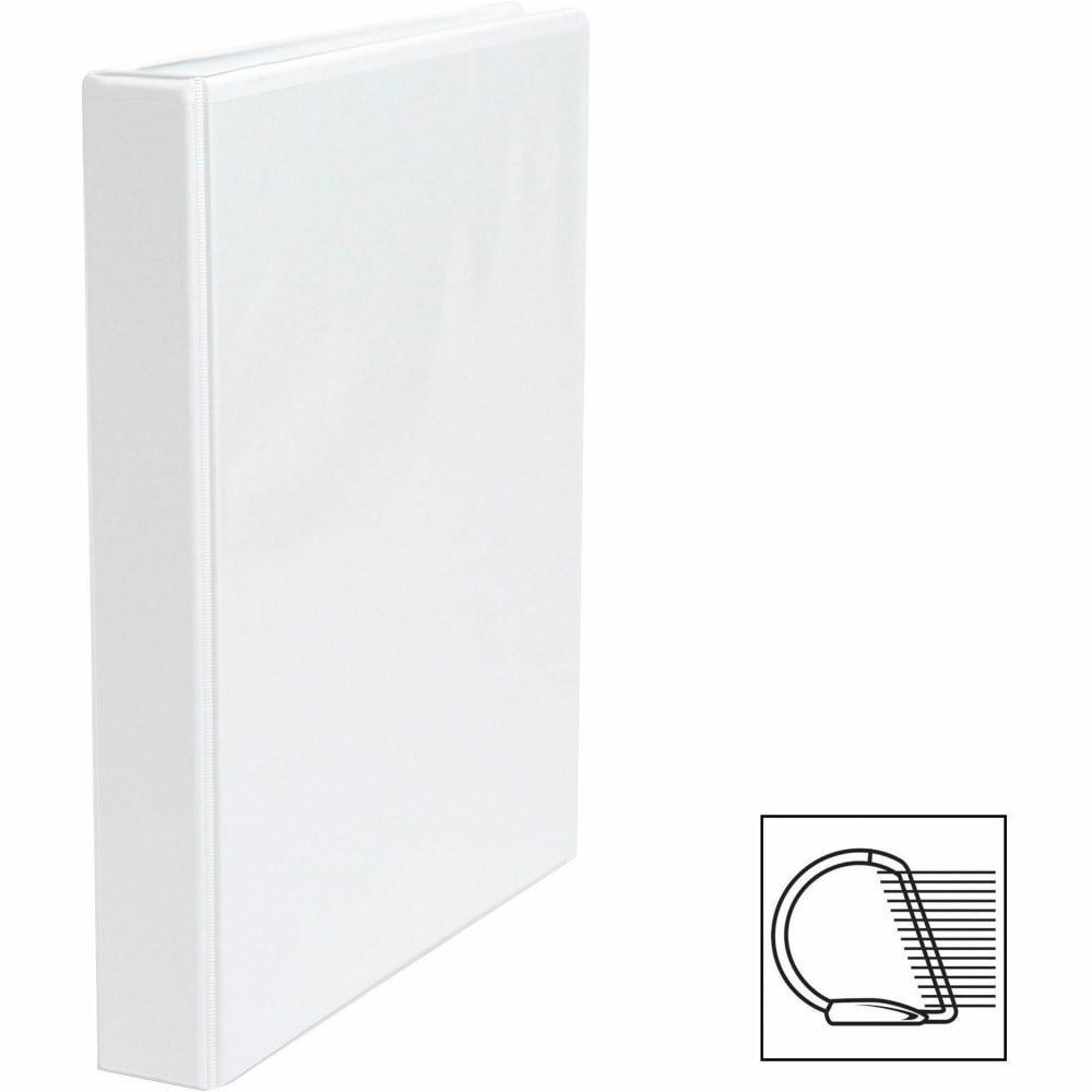 Business Source Basic D-Ring White View Binders, 1in Ring, 8 1/2in x 11in, White