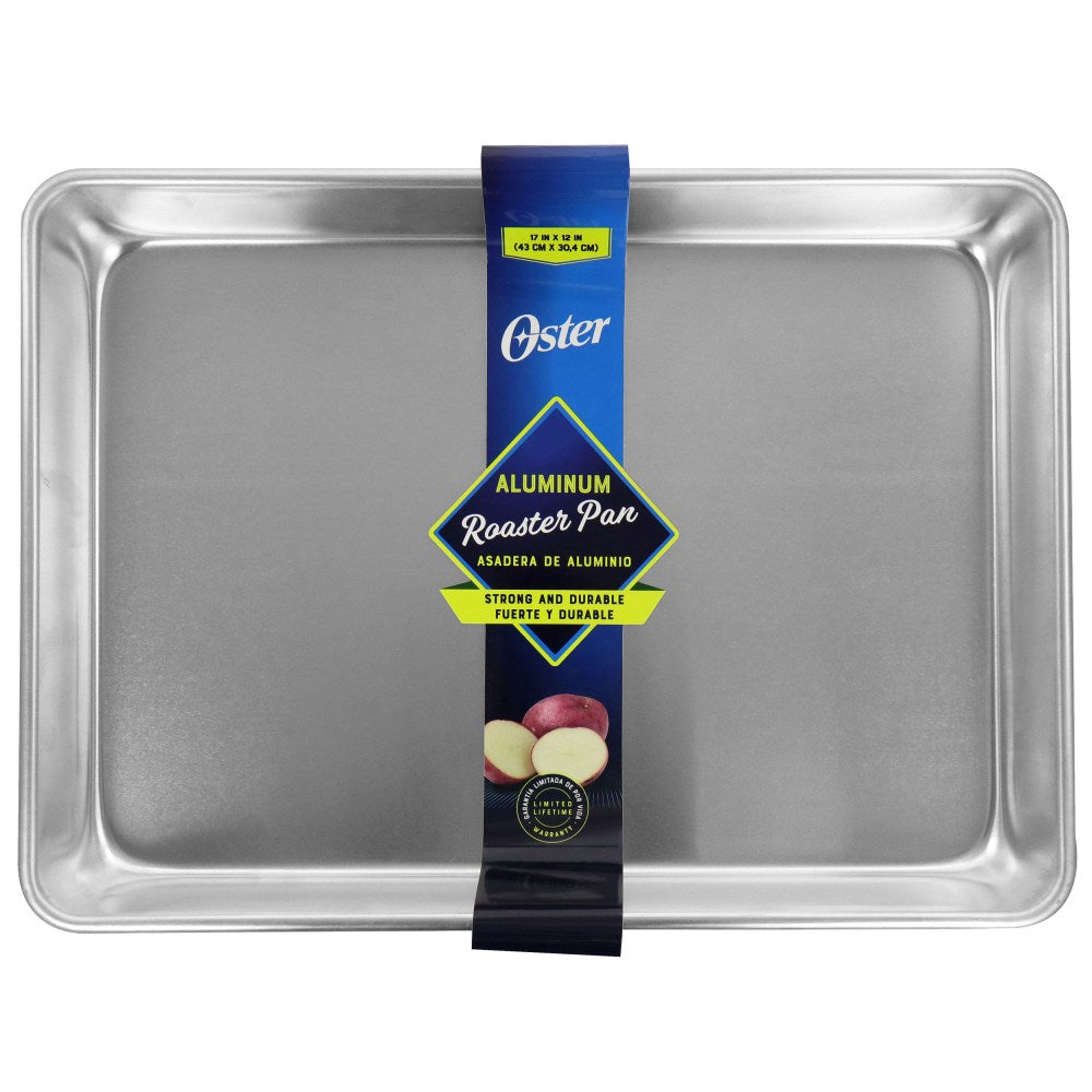 Oster Baker's Glee Aluminum Roaster Pan, 17in x 12in, Silver