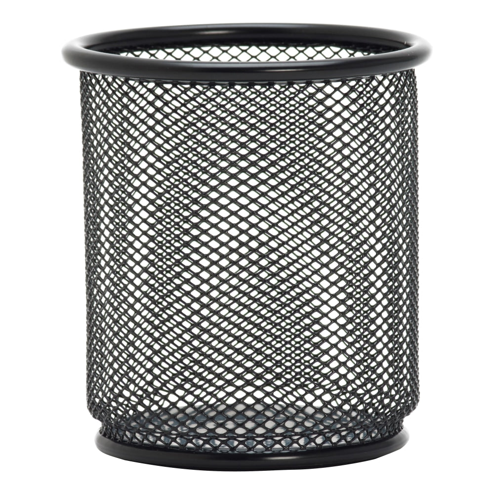 Lorell Mesh Pencil Cups, 3-1/2inH x 3-7/8inW x 3-7/8inD, Black, Box Of 6 Pencil Cups