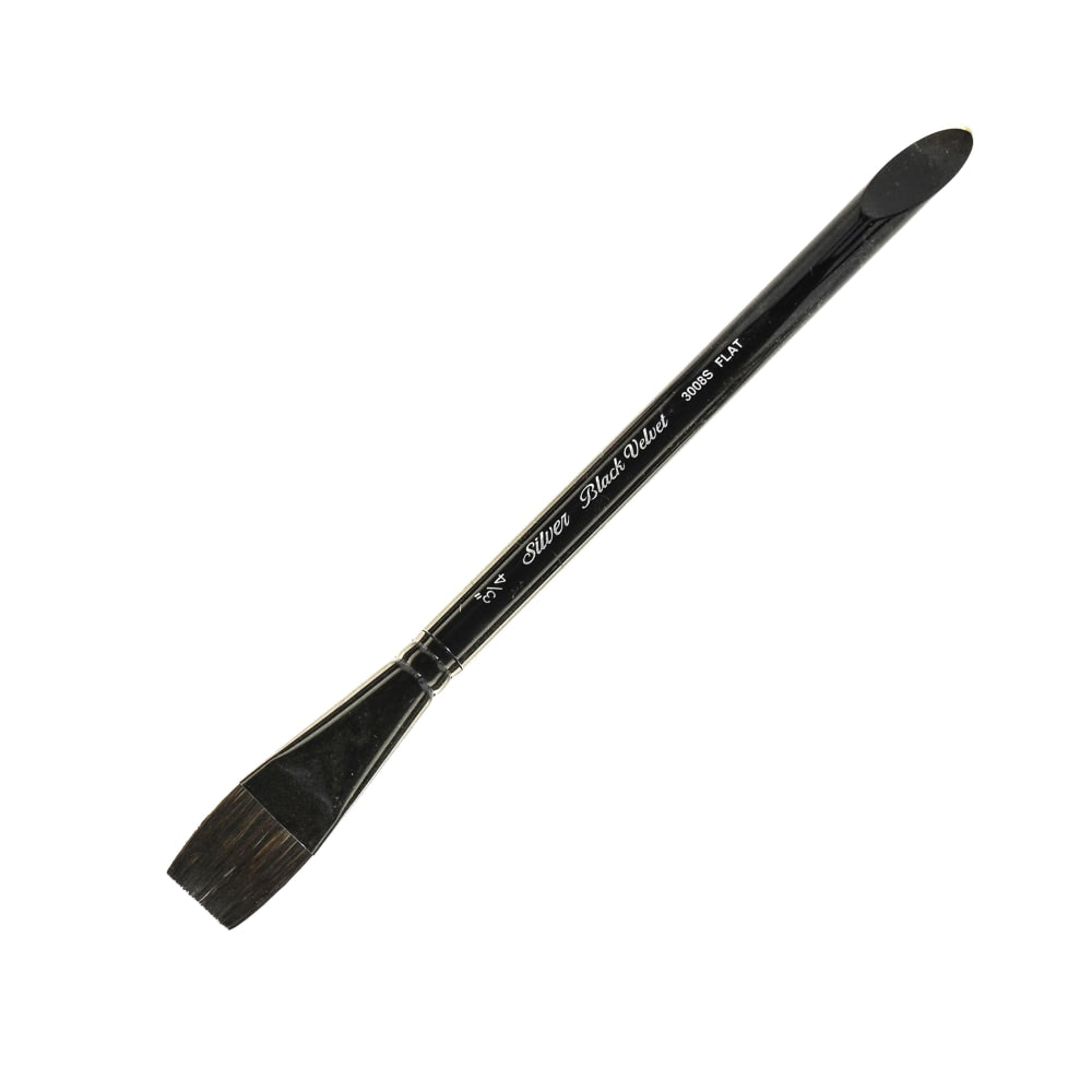 Silver Brush 3008S Black Velvet Series Paint Brush, 3/4in, Square Wash Bristle, Squirrel Hair/Synthetic Filament, Multicolor