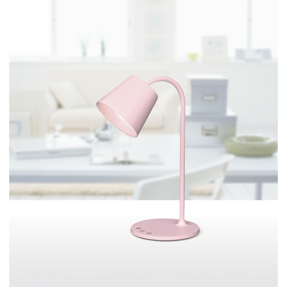 Realspace Kessly LED Desk Lamp With USB Port, 17inH, Pink