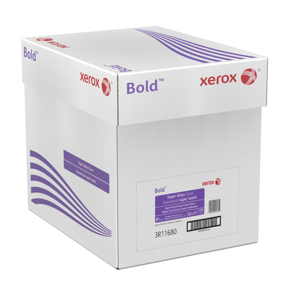 Xerox Bold Digital Super Gloss Cover Copier Paper, Letter Size (8 1/2in x 11in), Pack Of 250 Sheets, 92 (U.S.) Brightness, FSC Certified, White, Case Of 5 Reams, 3R11680-CT