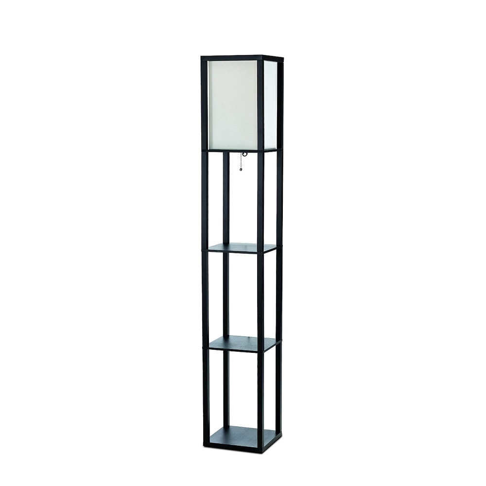 Simple Designs Etagere Organizer Floor Lamp, 62 1/2inH, White Shade/Black Base