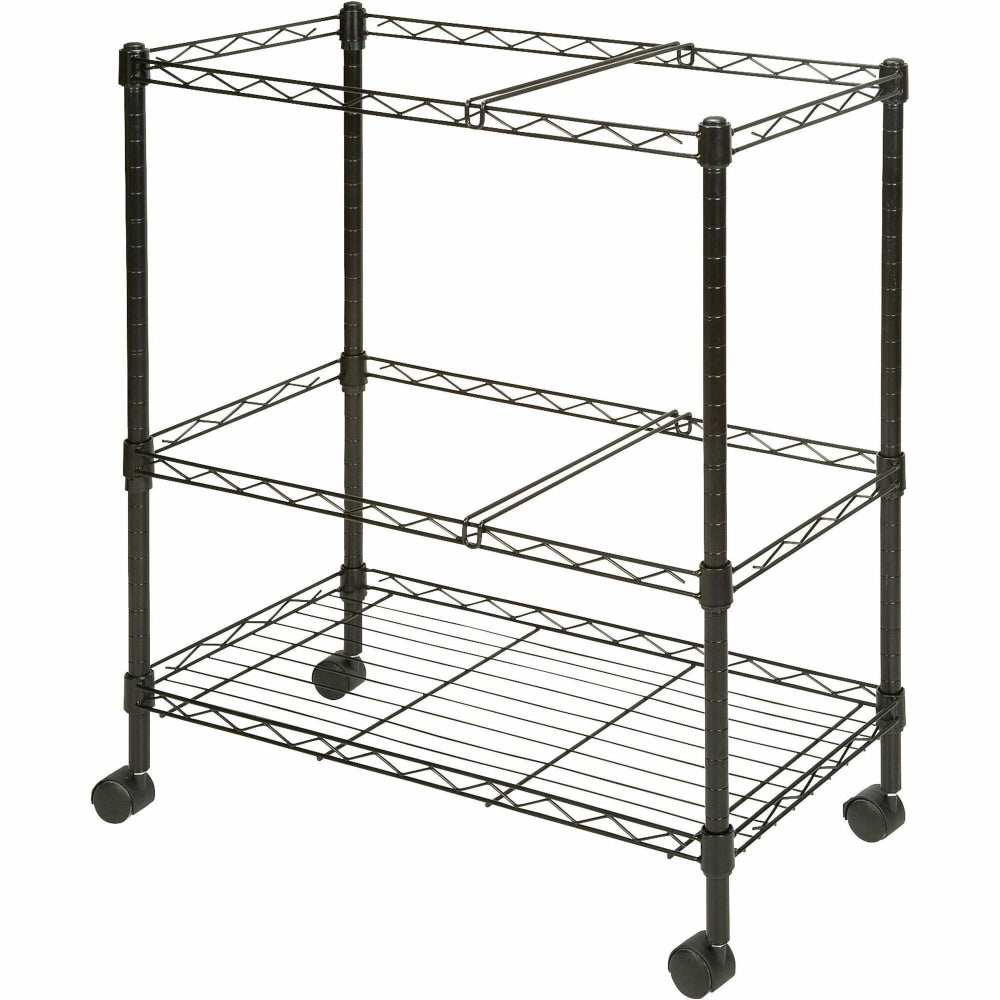 Lorell Mobile Wire File Cart, 2-Tier, 26inW x 12-1/2inD x 30inH, Black