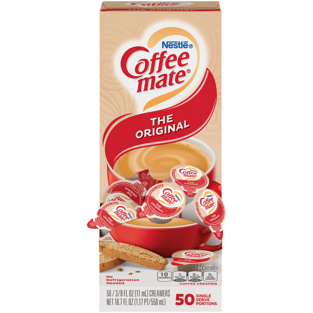 Nestle Coffee-mate Liquid Creamer, Original Flavor, 0.38 Oz Single Serve x 50