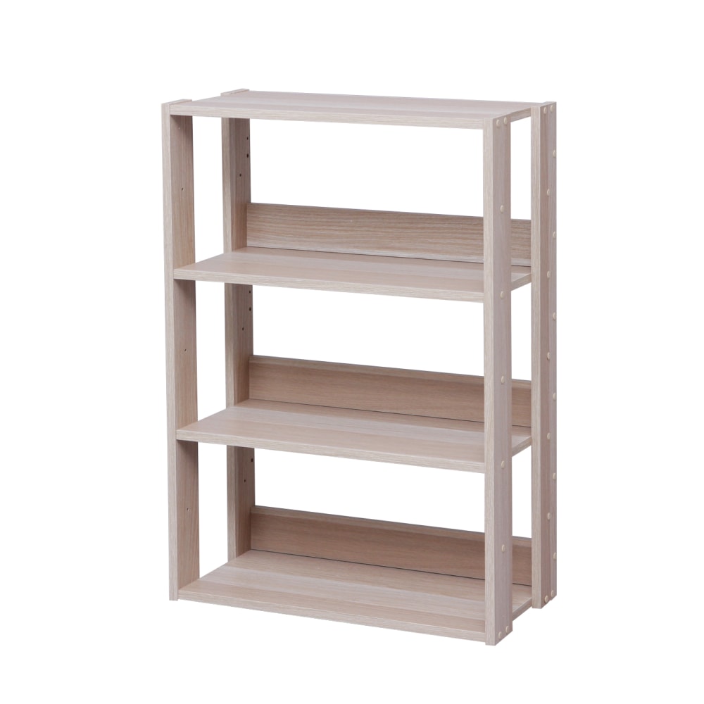 IRIS Mado 35inH 3-Tier Wide Open Shelving Unit, Light Brown