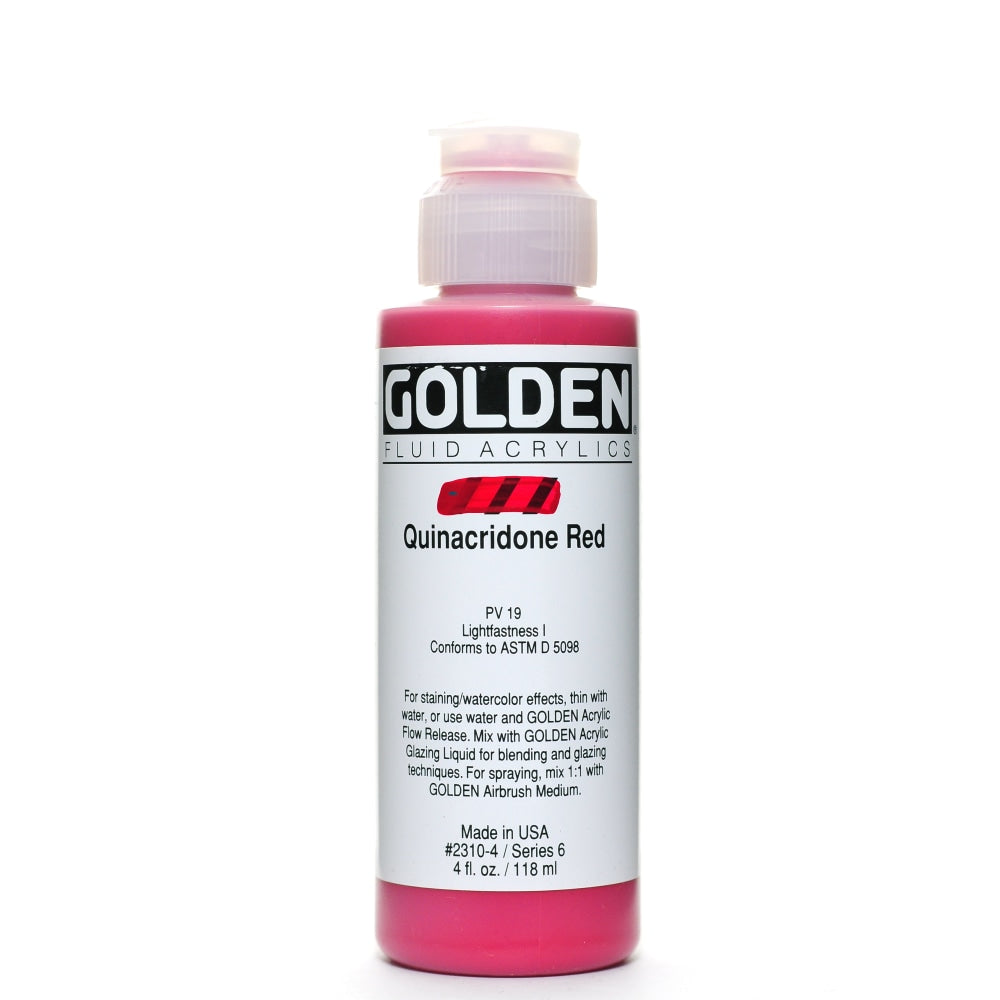 Golden Fluid Acrylic Paint, 4 Oz, Quinacridone Red