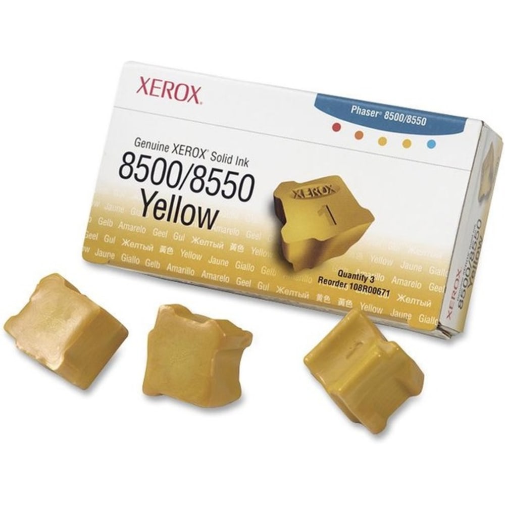 Xerox 8500 Phaser Yellow Solid Ink, Pack Of 3, 108R00671