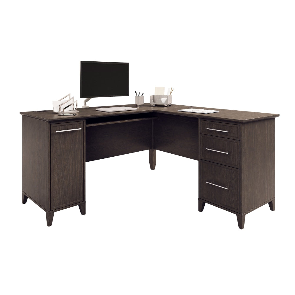 Realspace Koru 60inW L-Shaped Corner Computer Desk With Integrated Power & Charging, Espresso Oak