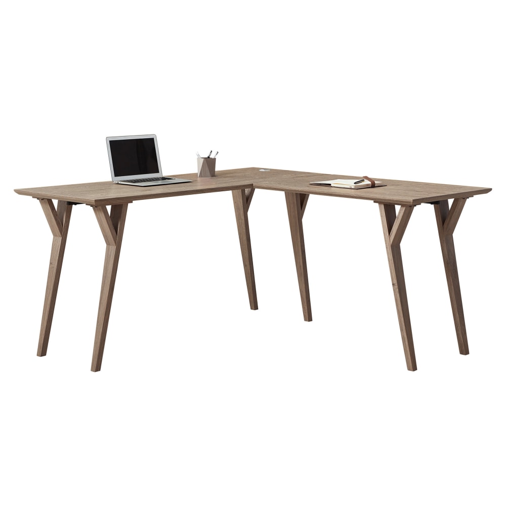 Realspace Trezza 62inW L-Shaped Computer Desk, Light Oak