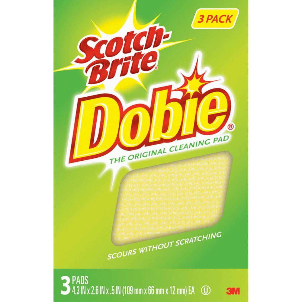 Scotch-Brite Dobie All-purpose Cleaning Pads - 0.5in Height x 2.6in Width x 4.3in Depth - 24/Carton - Polyurethane - Yellow