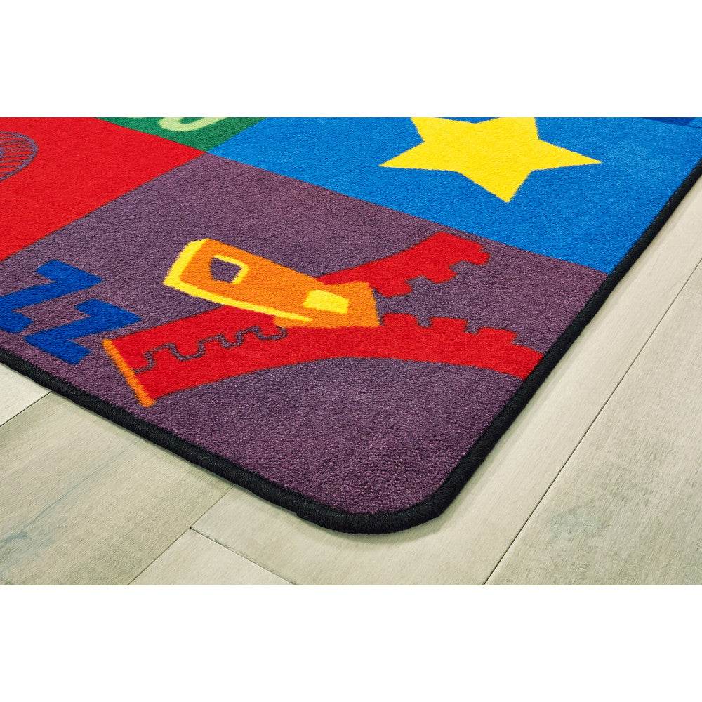 Carpets for Kids Premium Collection Sequential Seating Literacy ABC Classroom Rug, 6ft x 9ft, Multicolor