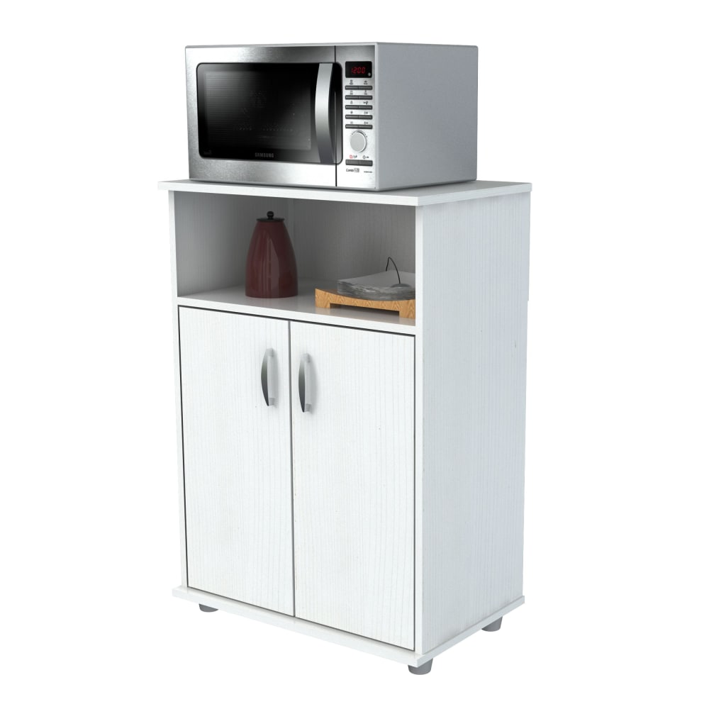 Inval Storage Cabinet With Microwave Stand, 3 Shelves, 33inH x 24inW x 15inD, Laricina White