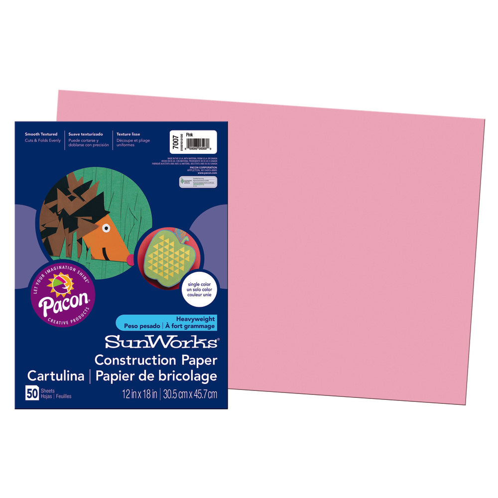 Prang Construction Paper, 12in x 18in, Pink, Pack Of 50