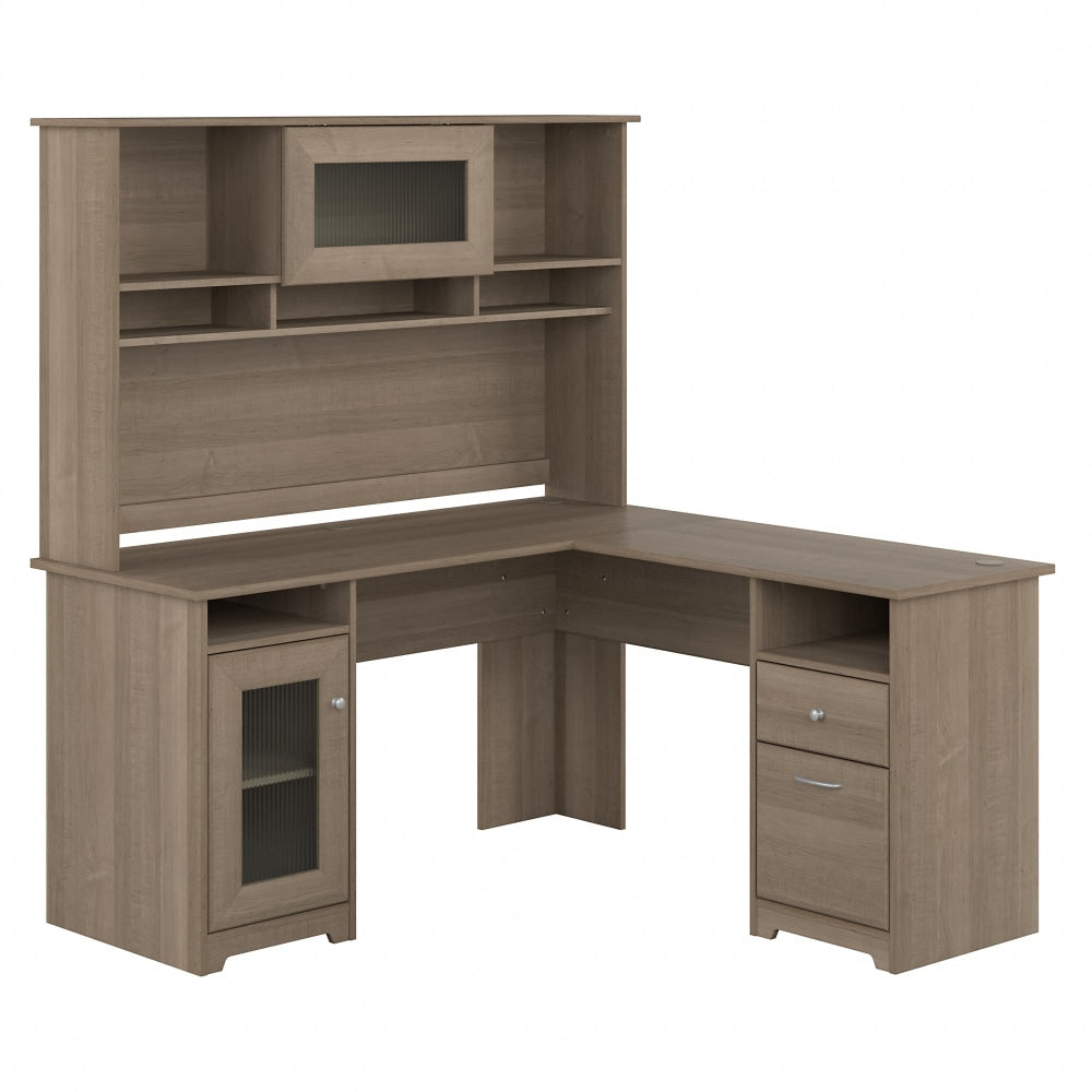 Bush Furniture Cabot 60inW L-Shaped Computer Desk With Hutch, Ash Gray, Standard Delivery