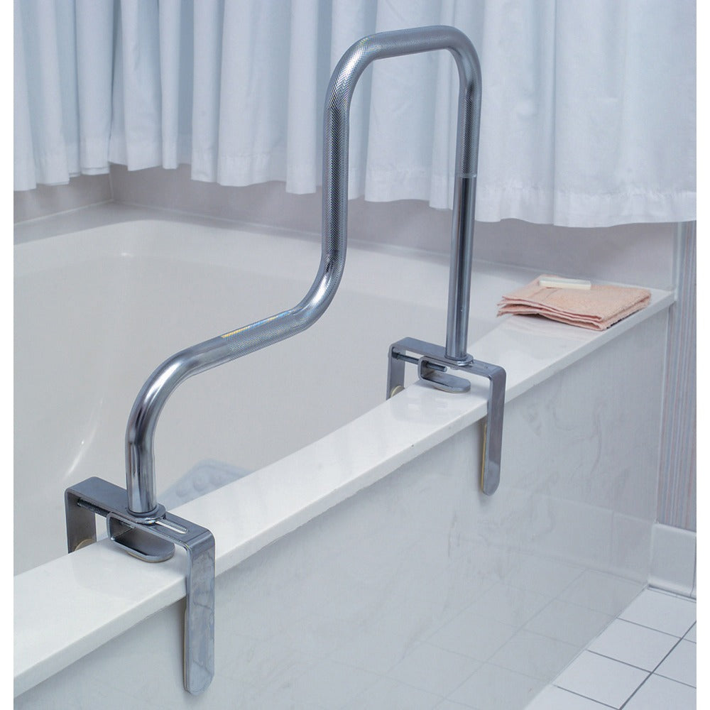 DMI Heavy-Duty High-Low Shower Grab Bar, 16inH x 2inW x 3inD, Silver