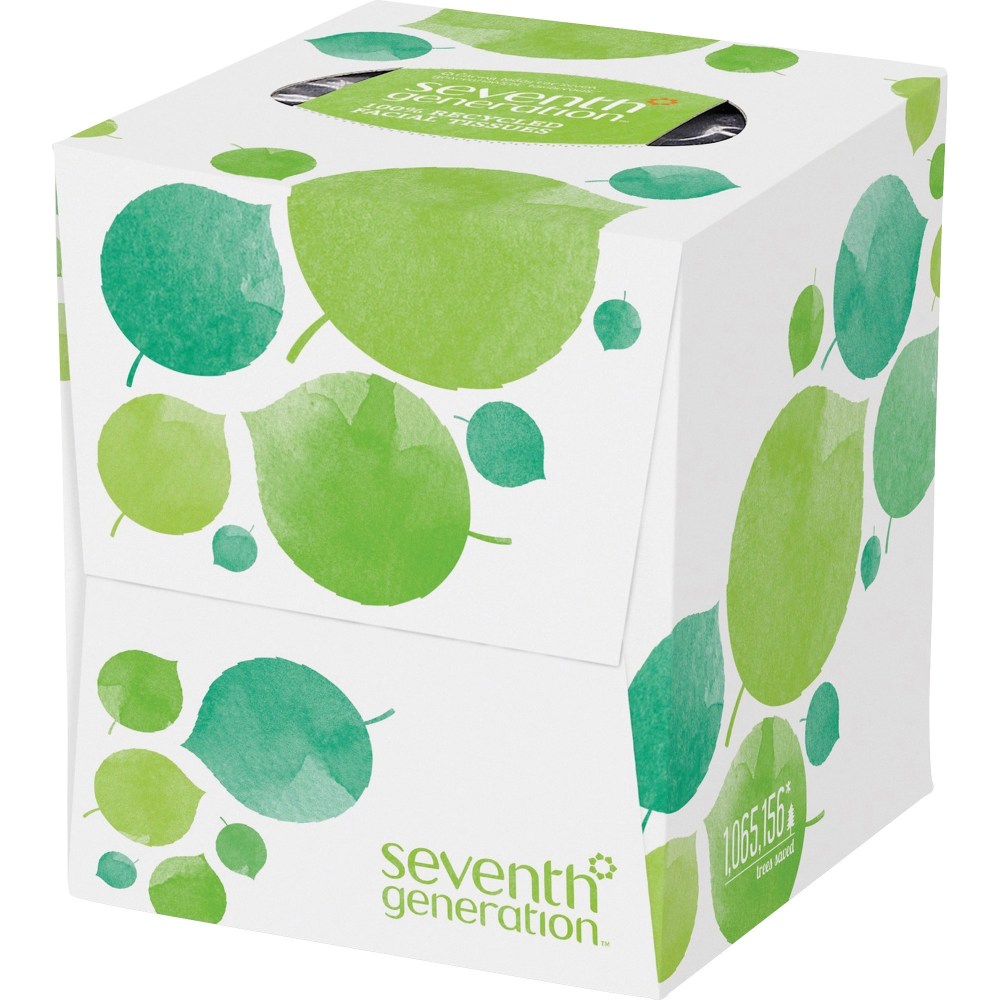 Seventh Generation 2-Ply Facial Tissues, 100% Recycled, White, 85 Tissues Per Box, Case Of 36 Boxes