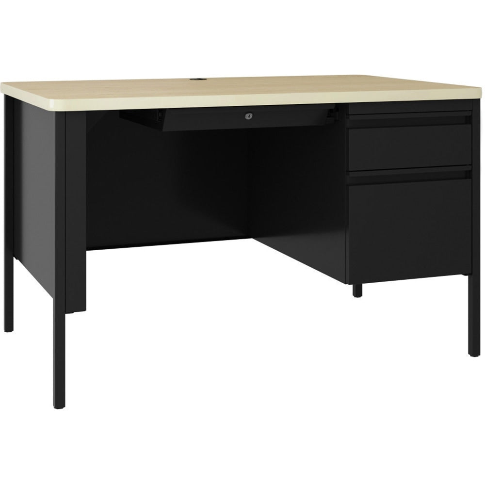 Lorell Fortress 48inW Right-Pedestal Teachers Writing Desk, Black Maple